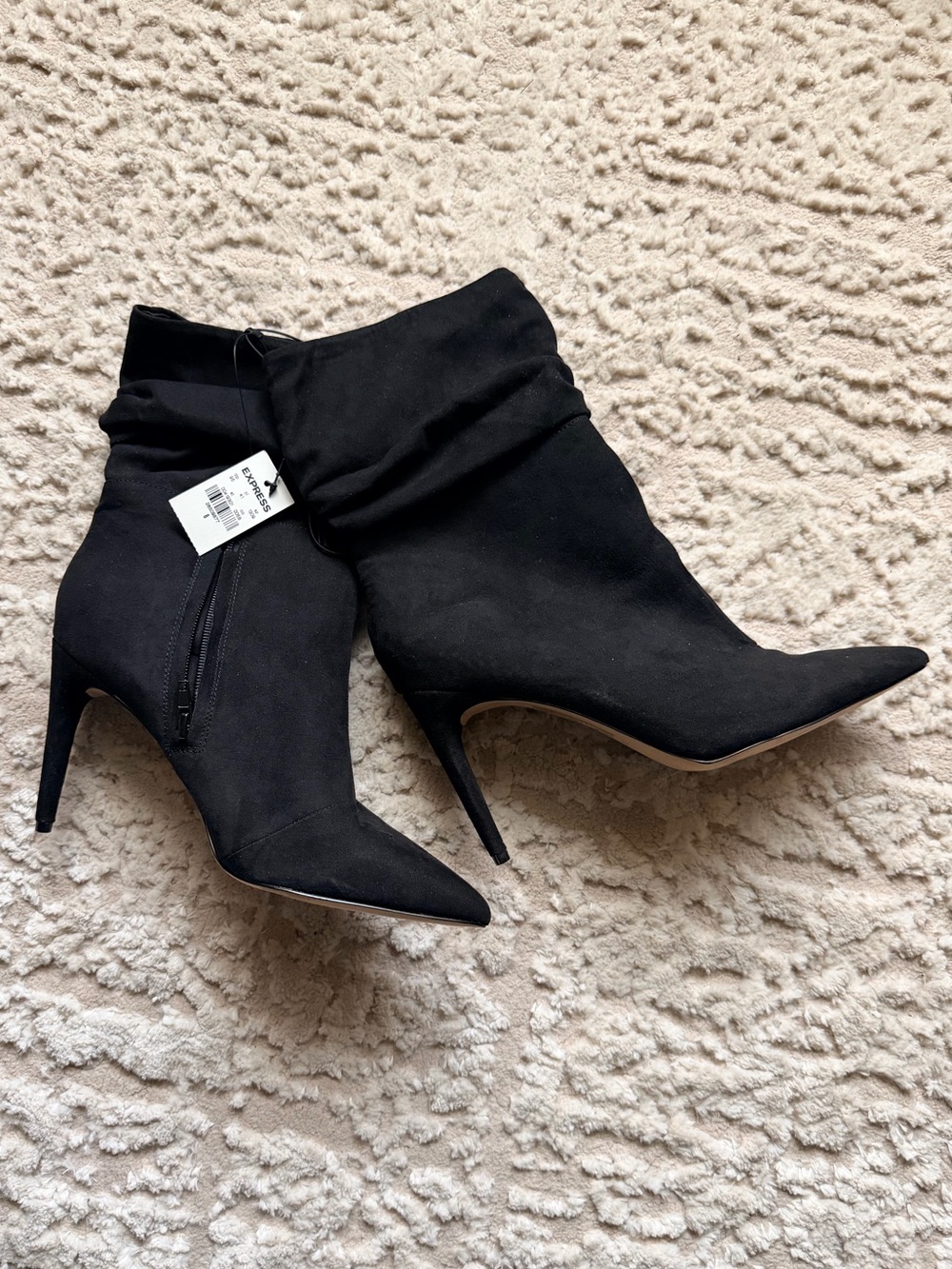 Express Black Pointed-Toe Stiletto Slouch Ankle Booties